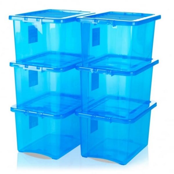 CRYSTAL BOX C/COP 33X43 H25 24LT BOXLID TRASP BLUE